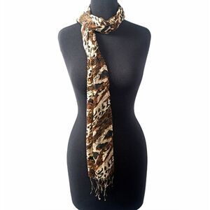 J Francis Scarf Brown Print 100% Cotton